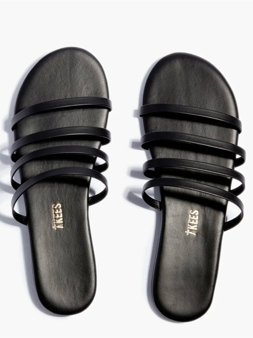 TKEES Women’s Senna Slides Brazilian Leather Sz 7 Sable/Black Casual Minimalist